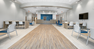 Modern lobby inside Calhoun Liberty Hospital's new facility in Blountstown, FL