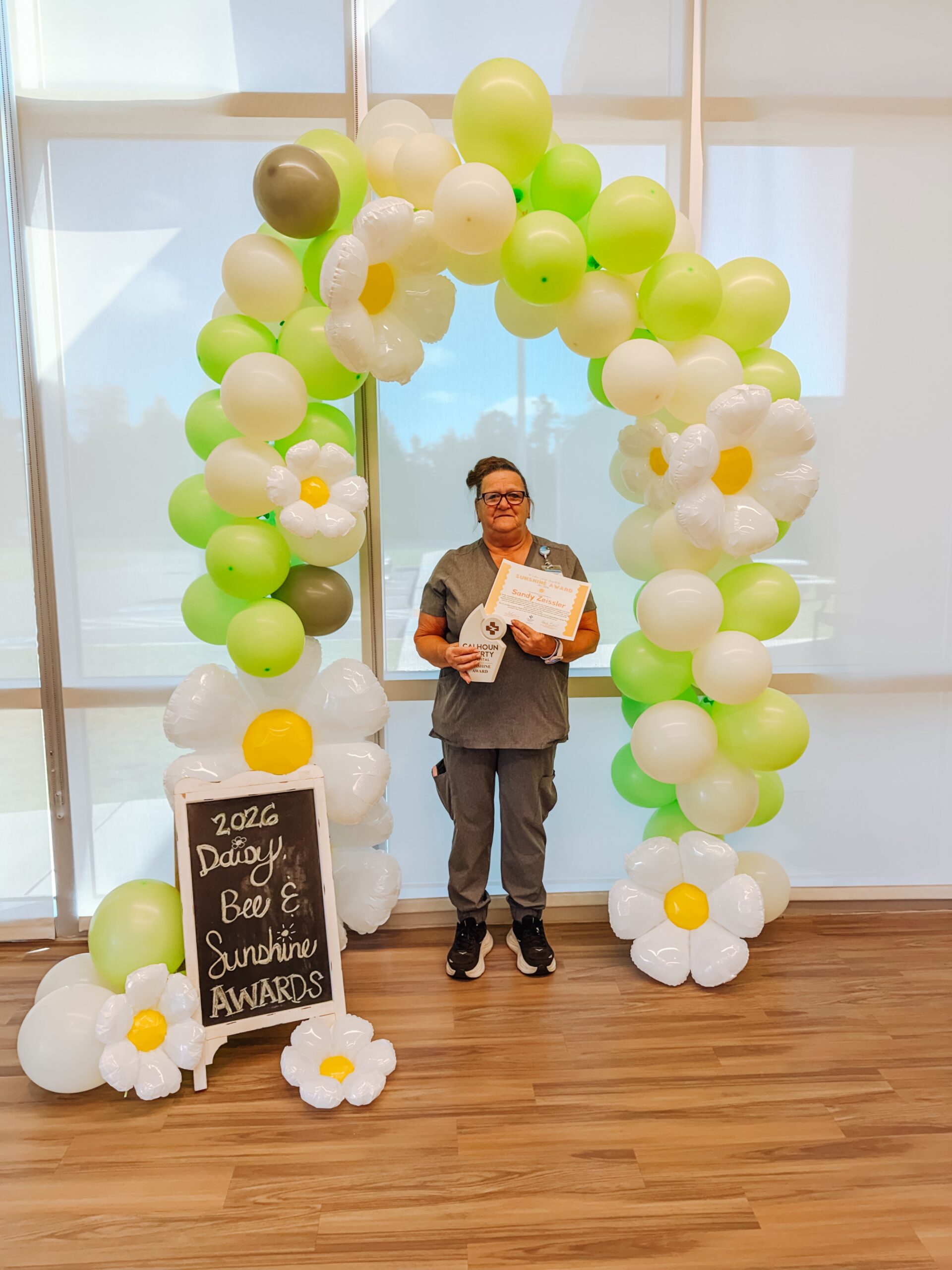 Sandy Zeissler, recipient of Calhoun Liberty Hospital's first Sunshine Award